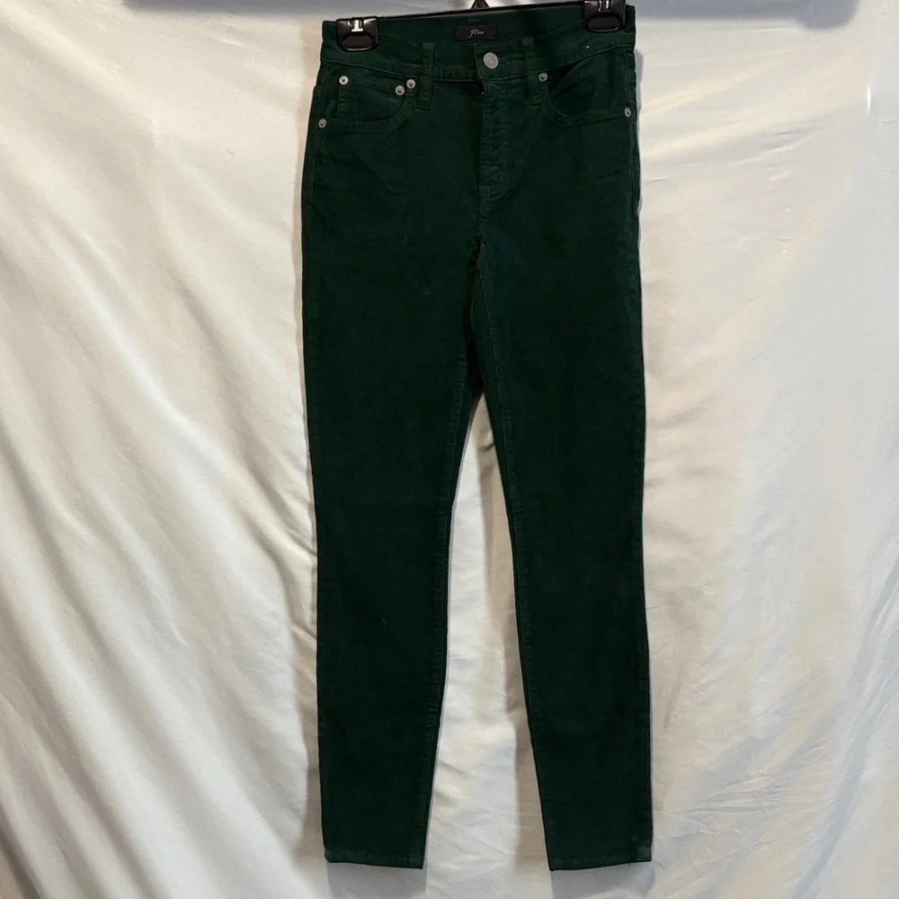 J. Crew Dark Green Skinny Corduroy Jeans - Picture 1 of 9